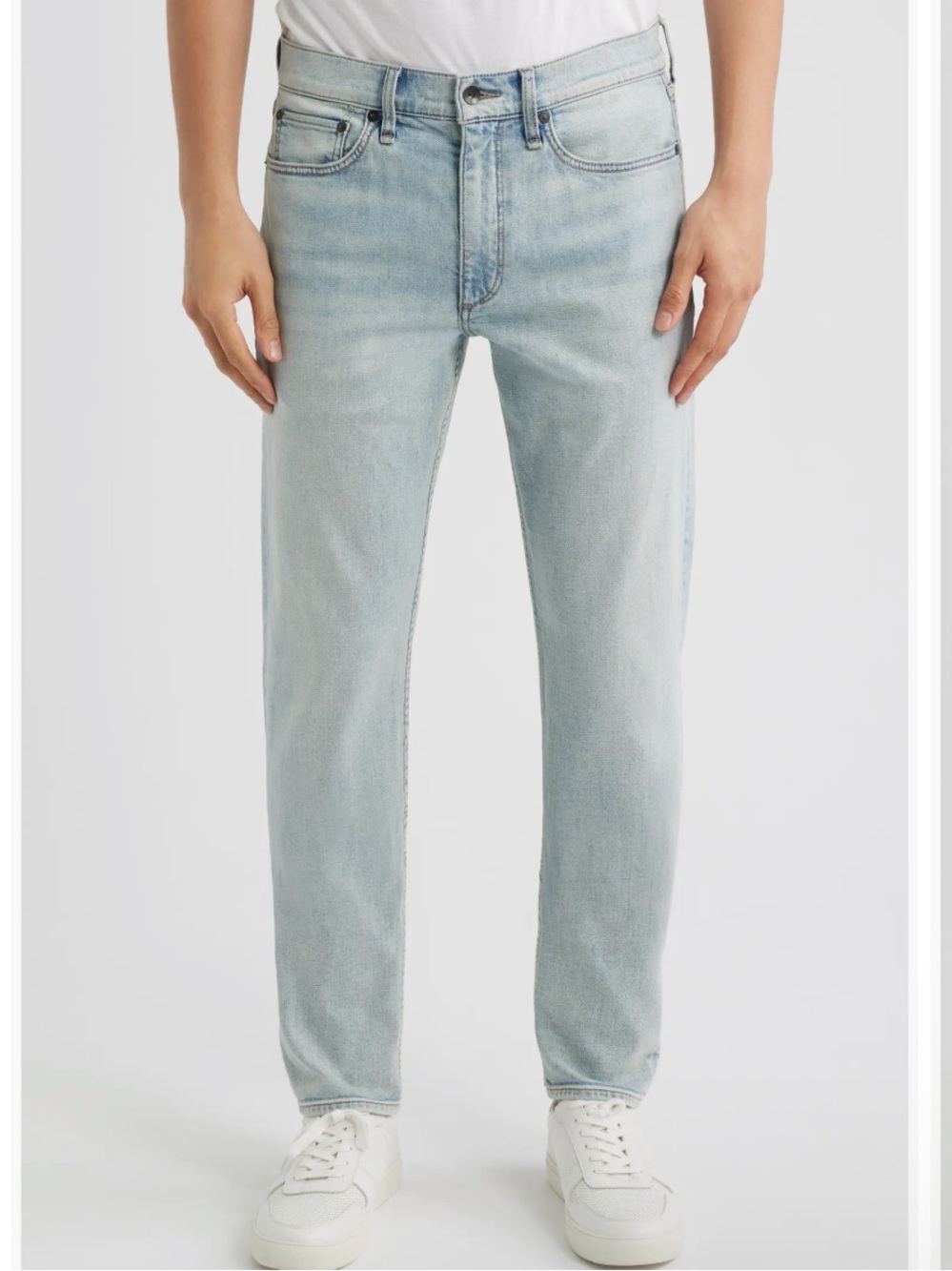 Rag & Bone Fit 2 Slim Leg Bleached Blue Button Fly Jeans Size 31x30